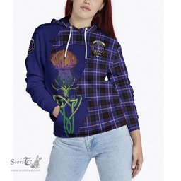 Scottish Dunlop Modern Clan Tartan Crest with Thistle and Scotland Map Tartan Plaid Hoodie Scottish Plaid Tartan Plaid - ScotsTee - scotstee.com
