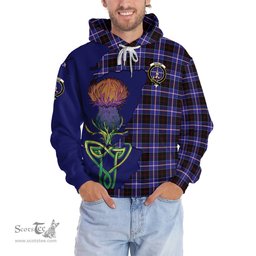 Scottish Dunlop Modern Clan Tartan Crest with Thistle and Scotland Map Tartan Plaid Hoodie Scottish Plaid Tartan Plaid - ScotsTee - scotstee.com