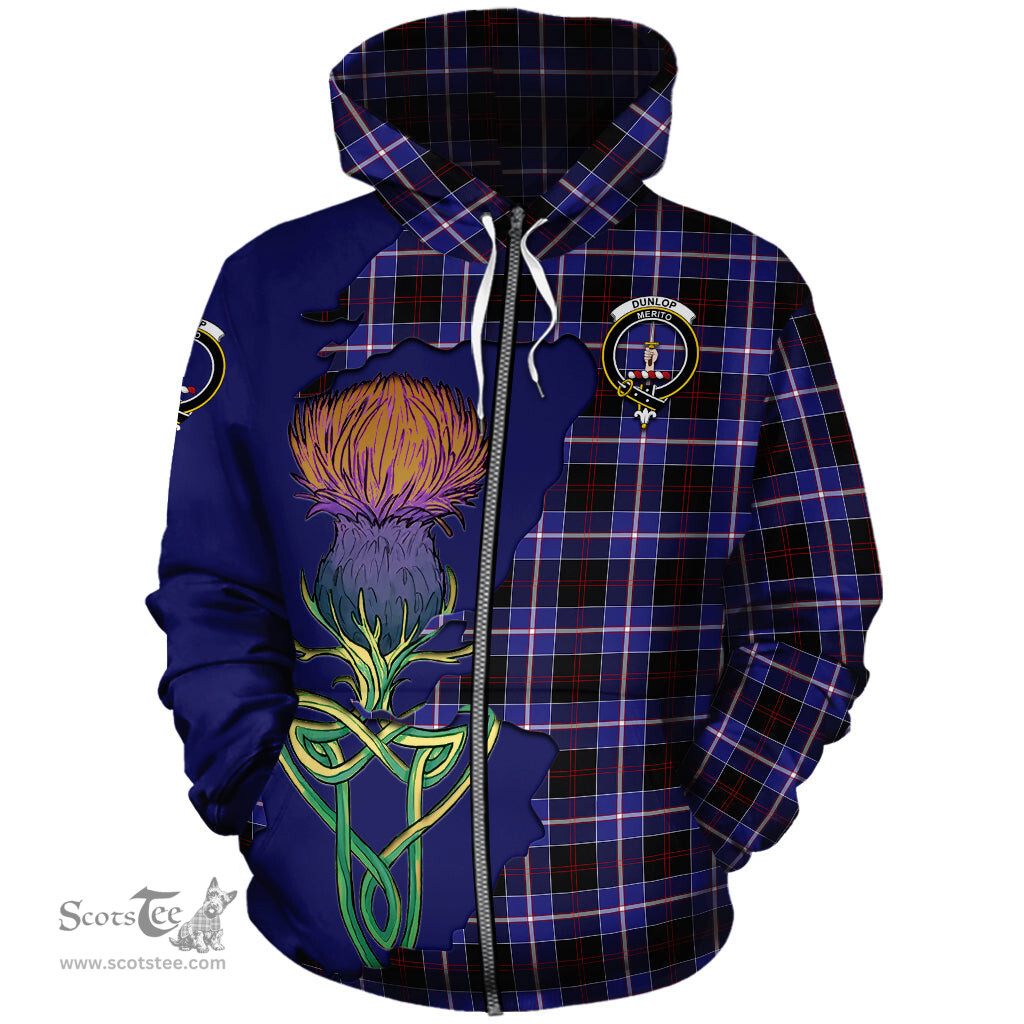 Scottish Dunlop Modern Clan Tartan Crest with Thistle and Scotland Map Tartan Plaid Hoodie Scottish Plaid Tartan Plaid - ScotsTee - scotstee.com