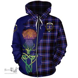 Scottish Dunlop Modern Clan Tartan Crest with Thistle and Scotland Map Tartan Plaid Hoodie Scottish Plaid Tartan Plaid - ScotsTee - scotstee.com