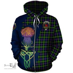 Scottish Farquharson Modern Clan Tartan Crest with Thistle and Scotland Map Tartan Plaid Hoodie Scottish Plaid Tartan Plaid - ScotsTee - scotstee.com