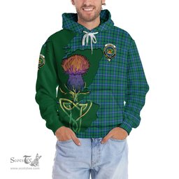 Scottish Douglas Ancient Clan Tartan Crest with Thistle and Scotland Map Tartan Plaid Hoodie Scottish Plaid Tartan Plaid - ScotsTee - scotstee.com