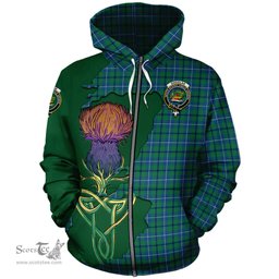 Scottish Douglas Ancient Clan Tartan Crest with Thistle and Scotland Map Tartan Plaid Hoodie Scottish Plaid Tartan Plaid - ScotsTee - scotstee.com