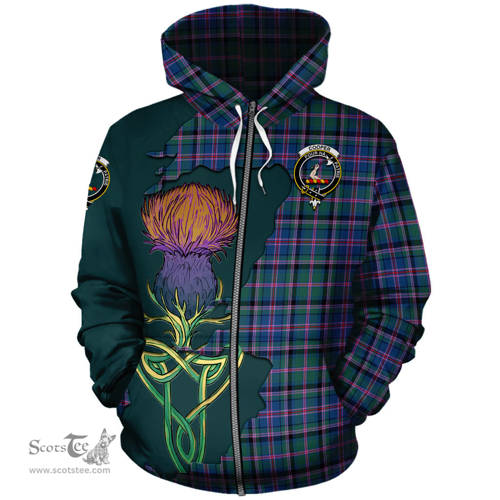 Scottish Cooper Clan Tartan Crest with Thistle and Scotland Map Tartan Plaid Hoodie Scottish Plaid Tartan Plaid - ScotsTee - scotstee.com