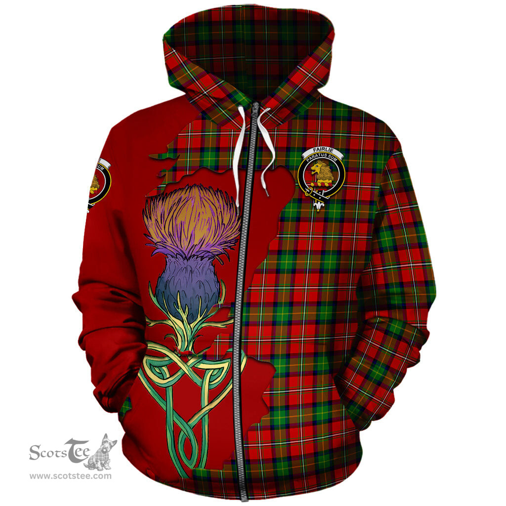 Scottish Fairlie Modern Clan Tartan Crest with Thistle and Scotland Map Tartan Plaid Hoodie Scottish Plaid Tartan Plaid - ScotsTee - scotstee.com