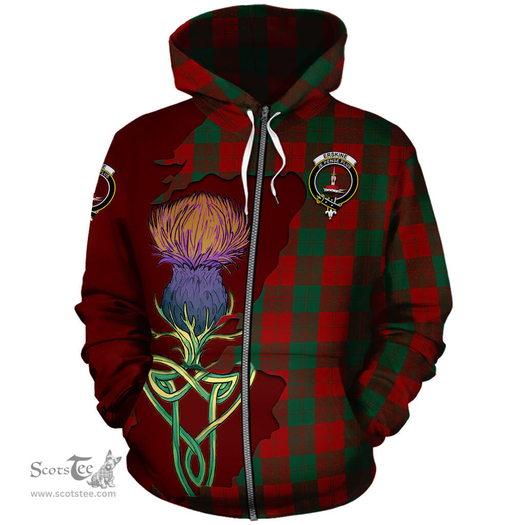 Scottish Erskine Clan Tartan Crest with Thistle and Scotland Map Tartan Plaid Hoodie Scottish Plaid Tartan Plaid - ScotsTee - scotstee.com