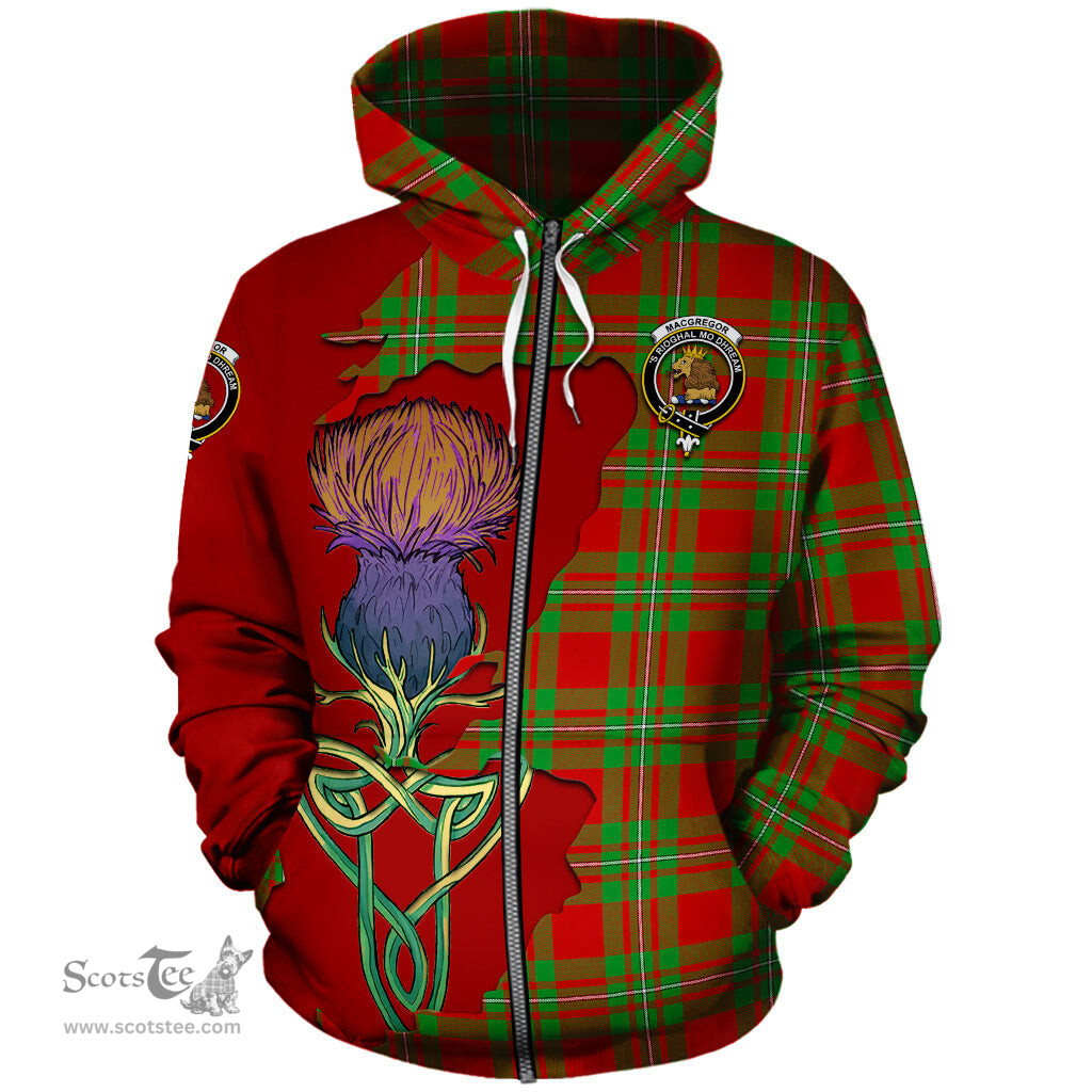 Scottish MacGregor Modern Clan Tartan Crest with Thistle and Scotland Map Tartan Plaid Hoodie Scottish Plaid Tartan Plaid - ScotsTee - scotstee.com