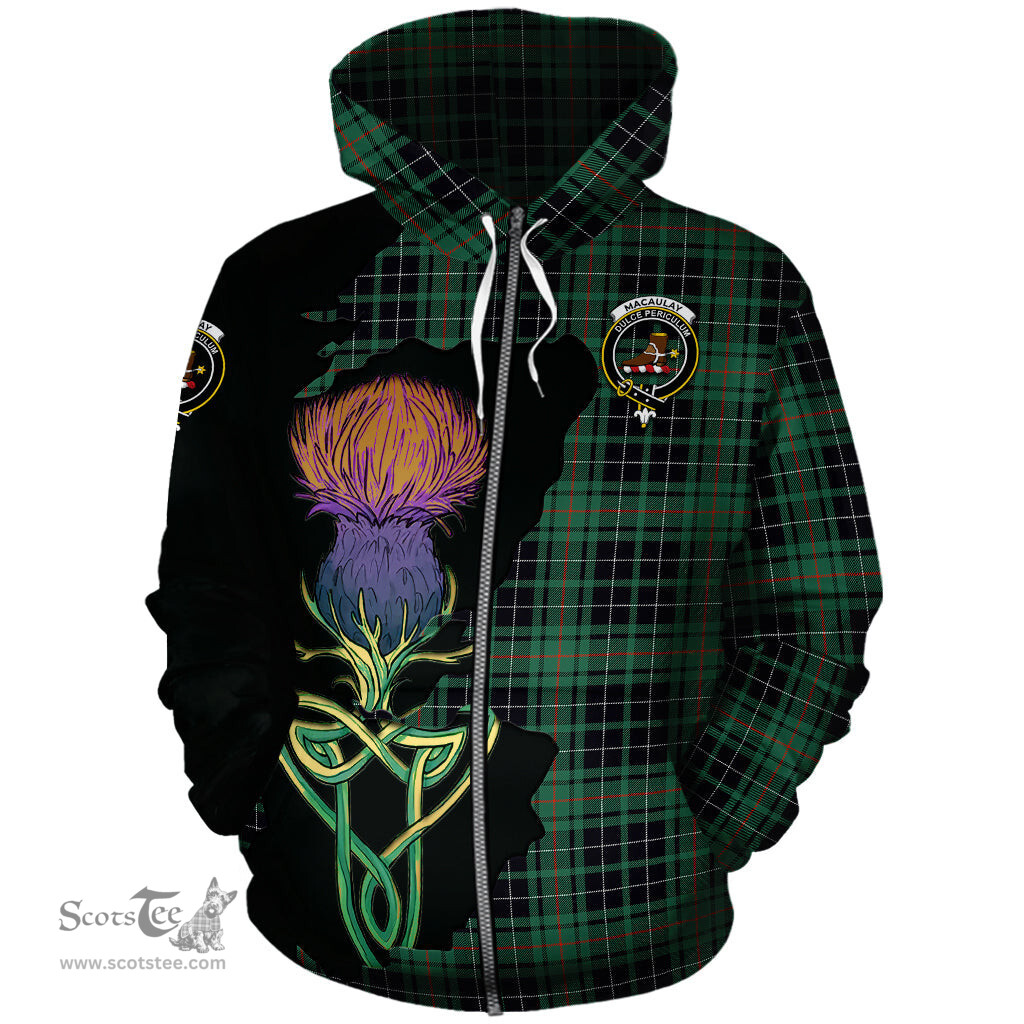 Scottish MacAulay Hunting Ancient Clan Tartan Crest with Thistle and Scotland Map Tartan Plaid Hoodie Scottish Plaid Tartan Plaid - ScotsTee - scotstee.com