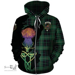 Scottish MacAulay Hunting Ancient Clan Tartan Crest with Thistle and Scotland Map Tartan Plaid Hoodie Scottish Plaid Tartan Plaid - ScotsTee - scotstee.com