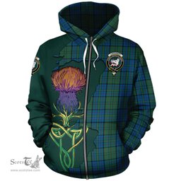 Scottish Lockhart Clan Tartan Crest with Thistle and Scotland Map Tartan Plaid Hoodie Scottish Plaid Tartan Plaid - ScotsTee - scotstee.com