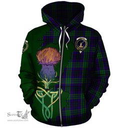 Scottish Lumsden Green Clan Tartan Crest with Thistle and Scotland Map Tartan Plaid Hoodie Scottish Plaid Tartan Plaid - ScotsTee - scotstee.com