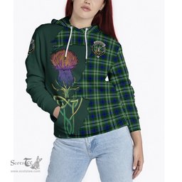 Scottish Blackadder Clan Tartan Crest with Thistle and Scotland Map Tartan Plaid Hoodie Scottish Plaid Tartan Plaid - ScotsTee - scotstee.com