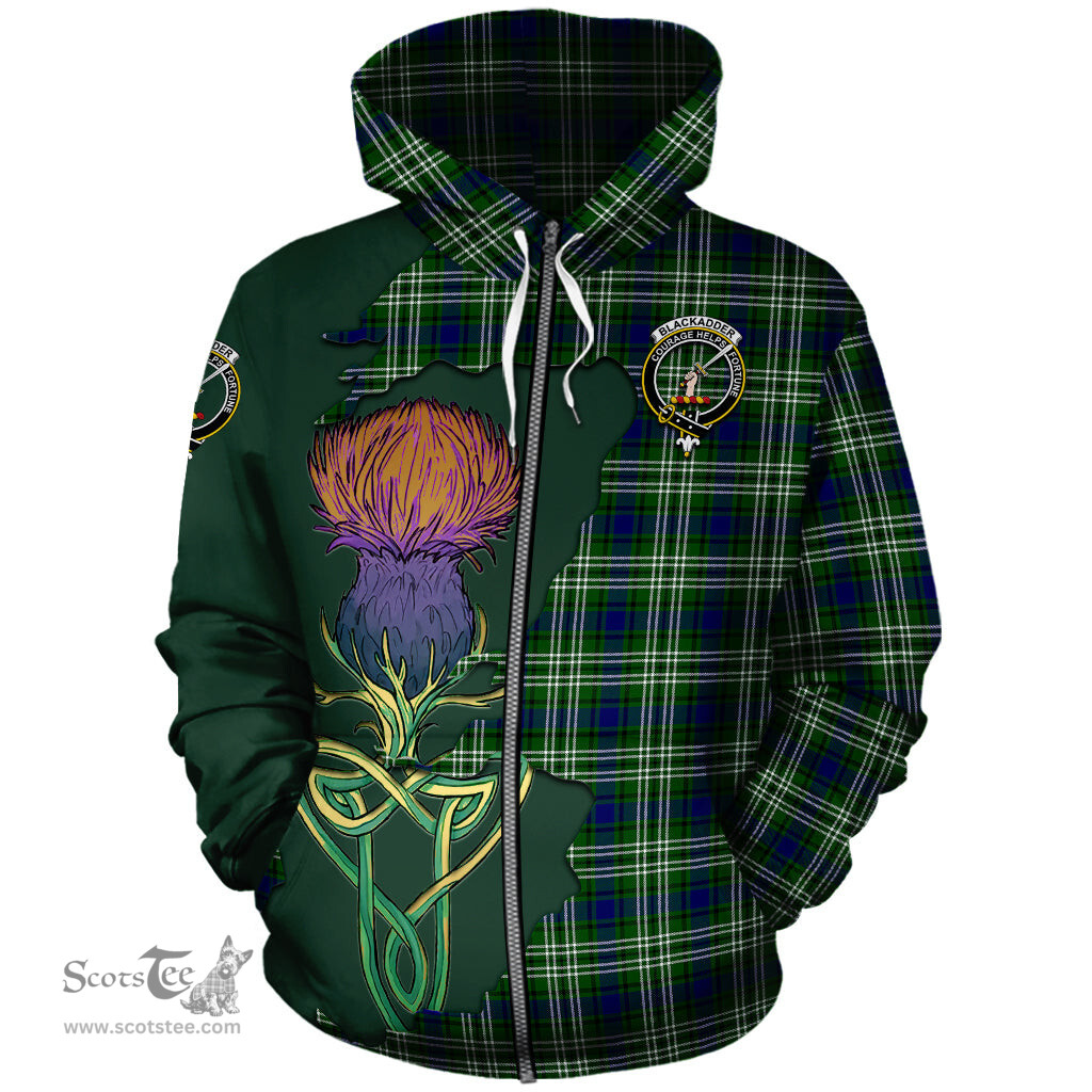 Scottish Blackadder Clan Tartan Crest with Thistle and Scotland Map Tartan Plaid Hoodie Scottish Plaid Tartan Plaid - ScotsTee - scotstee.com