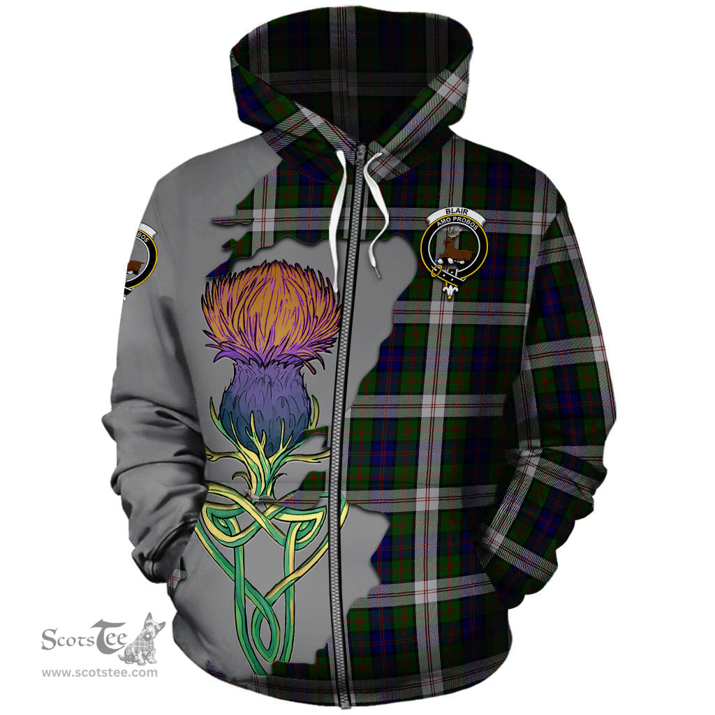 Scottish Blair Dress Clan Tartan Crest with Thistle and Scotland Map Tartan Plaid Hoodie Scottish Plaid Tartan Plaid - ScotsTee - scotstee.com