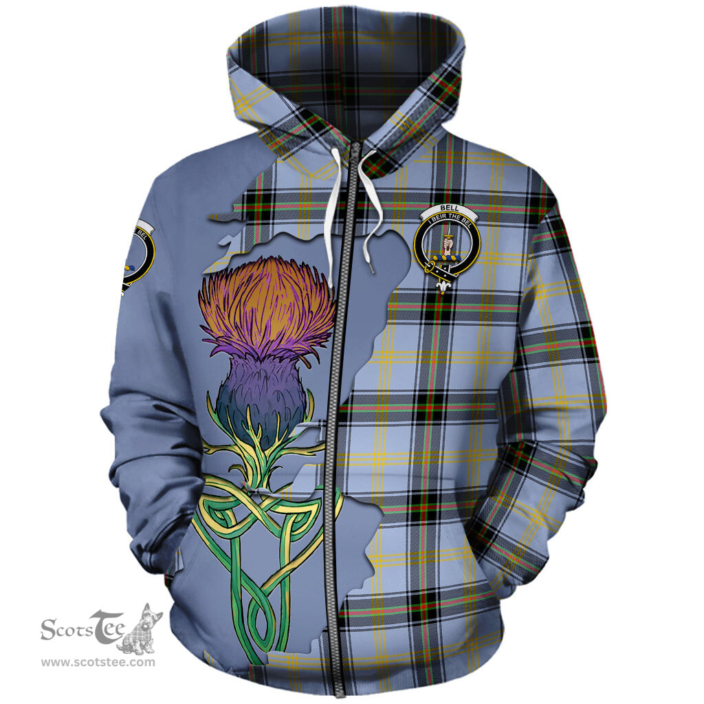 Scottish Bell Clan Tartan Crest with Thistle and Scotland Map Tartan Plaid Hoodie Scottish Plaid Tartan Plaid - ScotsTee - scotstee.com