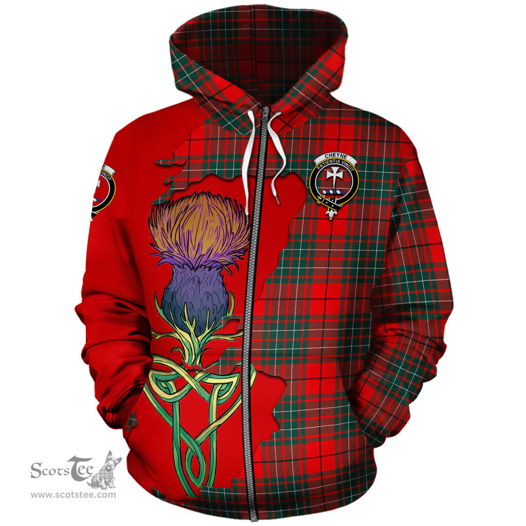 Scottish Cheyne Clan Tartan Crest with Thistle and Scotland Map Tartan Plaid Hoodie Scottish Plaid Tartan Plaid - ScotsTee - scotstee.com