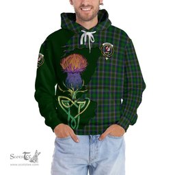 Scottish Cockburn Clan Tartan Crest with Thistle and Scotland Map Tartan Plaid Hoodie Scottish Plaid Tartan Plaid - ScotsTee - scotstee.com