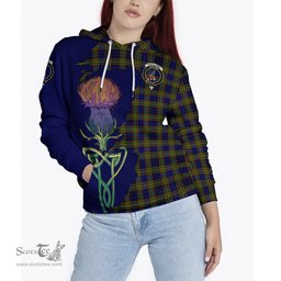 Scottish Clelland Modern Clan Tartan Crest with Thistle and Scotland Map Tartan Plaid Hoodie Scottish Plaid Tartan Plaid - ScotsTee - scotstee.com