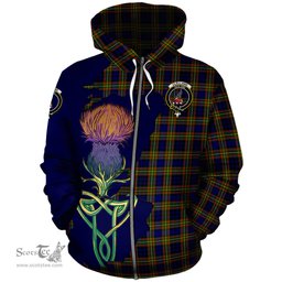 Scottish Clelland Modern Clan Tartan Crest with Thistle and Scotland Map Tartan Plaid Hoodie Scottish Plaid Tartan Plaid - ScotsTee - scotstee.com