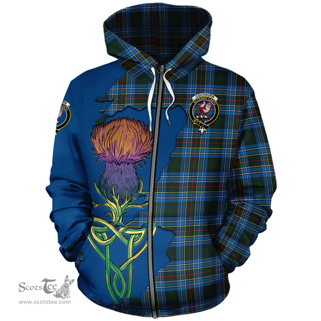Scottish Cockburn Modern Clan Tartan Crest with Thistle and Scotland Map Tartan Plaid Hoodie Scottish Plaid Tartan Plaid - ScotsTee - scotstee.com
