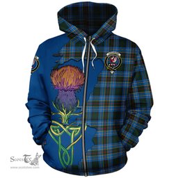 Scottish Cockburn Modern Clan Tartan Crest with Thistle and Scotland Map Tartan Plaid Hoodie Scottish Plaid Tartan Plaid - ScotsTee - scotstee.com