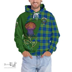 Scottish Barclay Hunting Ancient Clan Tartan Crest with Thistle and Scotland Map Tartan Plaid Hoodie Scottish Plaid Tartan Plaid - ScotsTee - scotstee.com