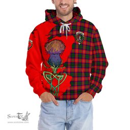 Scottish Charteris Clan Tartan Crest with Thistle and Scotland Map Tartan Plaid Hoodie Scottish Plaid Tartan Plaid - ScotsTee - scotstee.com
