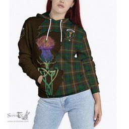 Scottish Chisholm Hunting Clan Tartan Crest with Thistle and Scotland Map Tartan Plaid Hoodie Scottish Plaid Tartan Plaid - ScotsTee - scotstee.com
