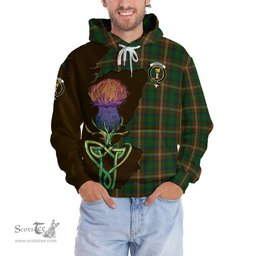 Scottish Chisholm Hunting Clan Tartan Crest with Thistle and Scotland Map Tartan Plaid Hoodie Scottish Plaid Tartan Plaid - ScotsTee - scotstee.com