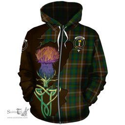 Scottish Chisholm Hunting Clan Tartan Crest with Thistle and Scotland Map Tartan Plaid Hoodie Scottish Plaid Tartan Plaid - ScotsTee - scotstee.com