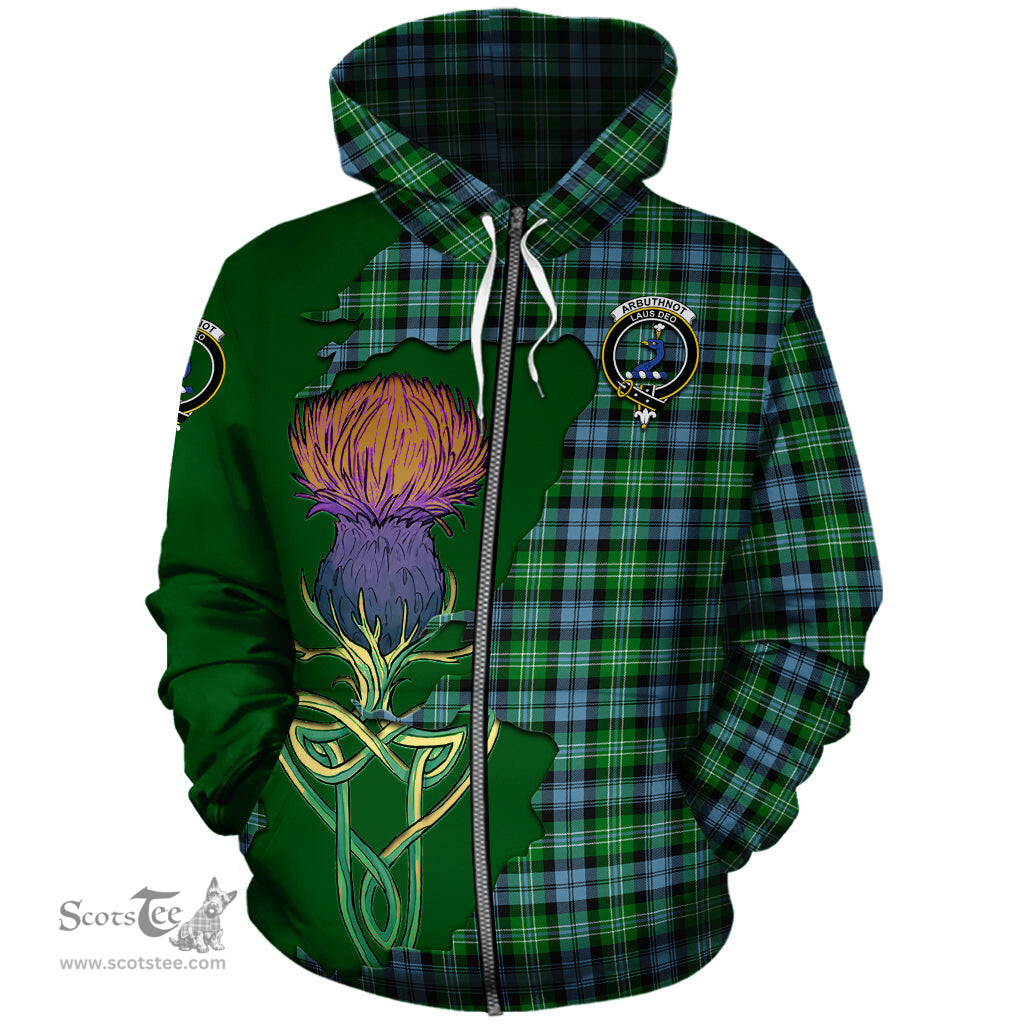 Scottish Arbuthnot Ancient Clan Tartan Crest with Thistle and Scotland Map Tartan Plaid Hoodie Scottish Plaid Tartan Plaid - ScotsTee - scotstee.com