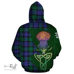 Scottish Black Watch Modern Clan Tartan Crest with Thistle and Scotland Map Tartan Plaid Hoodie Scottish Plaid Tartan Plaid - ScotsTee - scotstee.com
