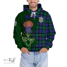 Scottish Black Watch Modern Clan Tartan Crest with Thistle and Scotland Map Tartan Plaid Hoodie Scottish Plaid Tartan Plaid - ScotsTee - scotstee.com