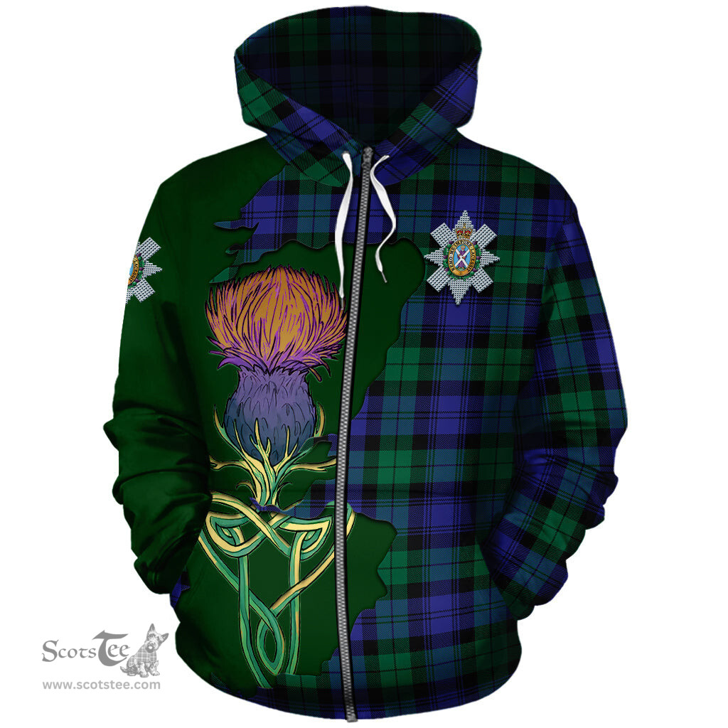 Scottish Black Watch Modern Clan Tartan Crest with Thistle and Scotland Map Tartan Plaid Hoodie Scottish Plaid Tartan Plaid - ScotsTee - scotstee.com