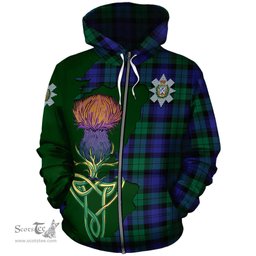 Scottish Black Watch Modern Clan Tartan Crest with Thistle and Scotland Map Tartan Plaid Hoodie Scottish Plaid Tartan Plaid - ScotsTee - scotstee.com