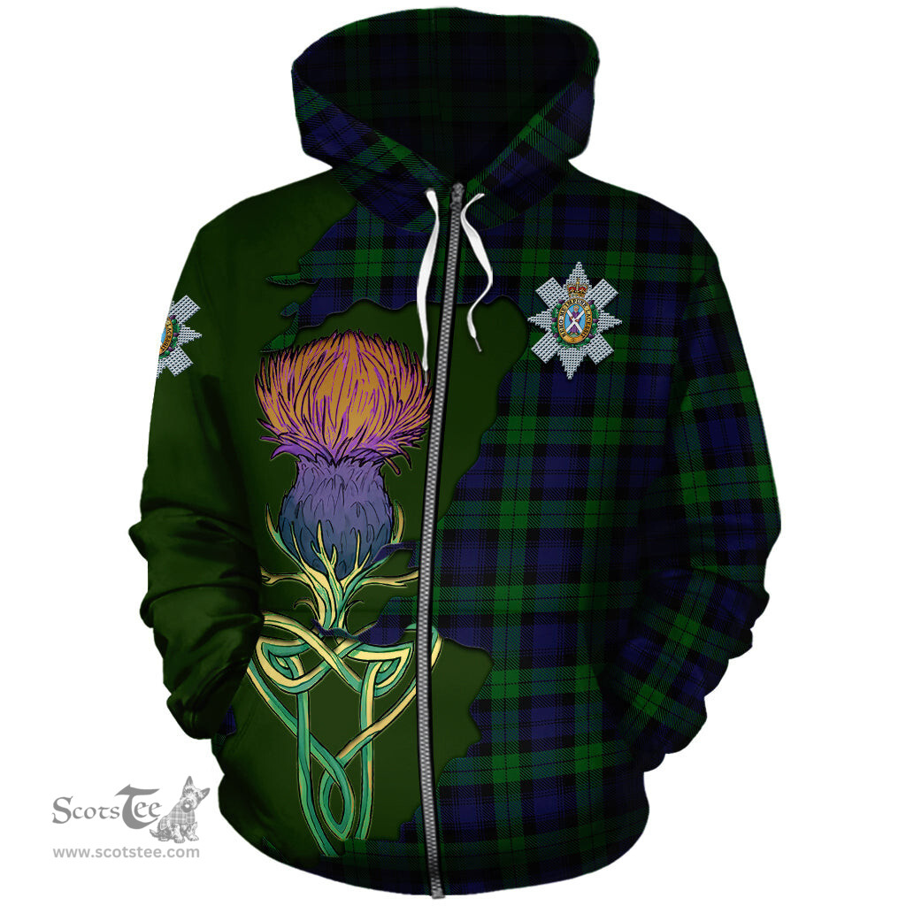 Scottish Black Watch Clan Tartan Crest with Thistle and Scotland Map Tartan Plaid Hoodie Scottish Plaid Tartan Plaid - ScotsTee - scotstee.com