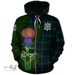 Scottish Black Watch Clan Tartan Crest with Thistle and Scotland Map Tartan Plaid Hoodie Scottish Plaid Tartan Plaid - ScotsTee - scotstee.com