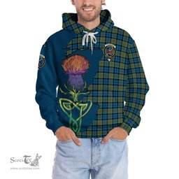 Scottish Colquhoun Ancient Clan Tartan Crest with Thistle and Scotland Map Tartan Plaid Hoodie Scottish Plaid Tartan Plaid - ScotsTee - scotstee.com