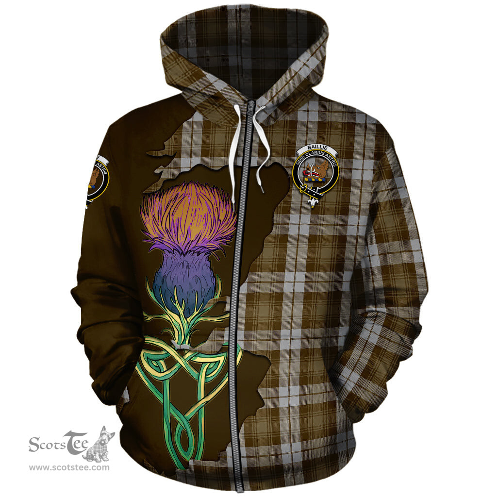 Scottish Baillie Dress Clan Tartan Crest with Thistle and Scotland Map Tartan Plaid Hoodie Scottish Plaid Tartan Plaid - ScotsTee - scotstee.com