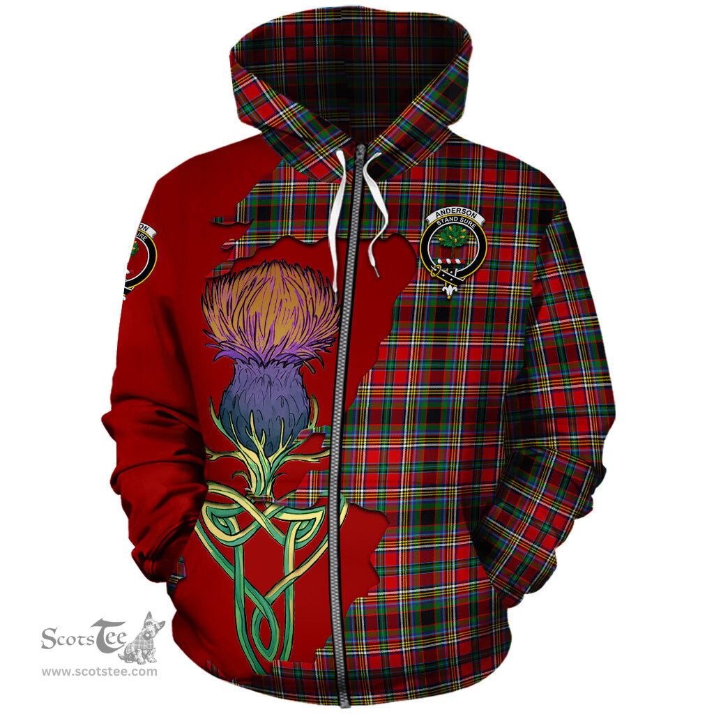 Scottish Anderson of Arbrake Clan Tartan Crest with Thistle and Scotland Map Tartan Plaid Hoodie Scottish Plaid Tartan Plaid - ScotsTee - scotstee.com