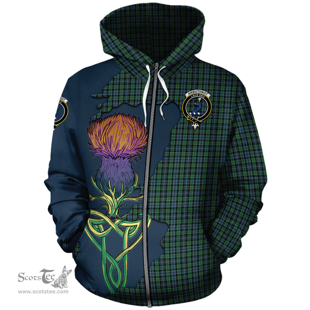 Scottish Arbuthnot Clan Tartan Crest with Thistle and Scotland Map Tartan Plaid Hoodie Scottish Plaid Tartan Plaid - ScotsTee - scotstee.com