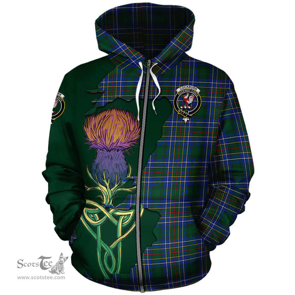 Scottish Cockburn Ancient Clan Tartan Crest with Thistle and Scotland Map Tartan Plaid Hoodie Scottish Plaid Tartan Plaid - ScotsTee - scotstee.com