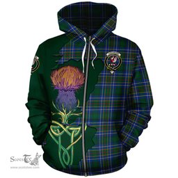 Scottish Cockburn Ancient Clan Tartan Crest with Thistle and Scotland Map Tartan Plaid Hoodie Scottish Plaid Tartan Plaid - ScotsTee - scotstee.com