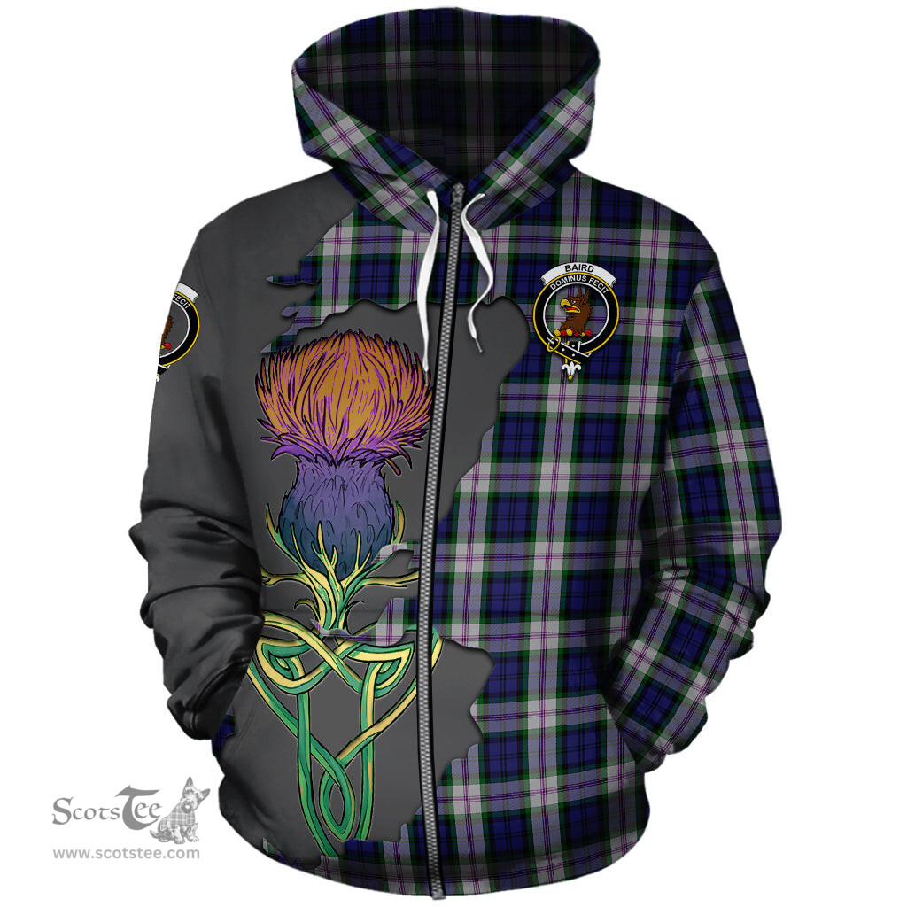 Scottish Baird Dress Clan Tartan Crest with Thistle and Scotland Map Tartan Plaid Hoodie Scottish Plaid Tartan Plaid - ScotsTee - scotstee.com
