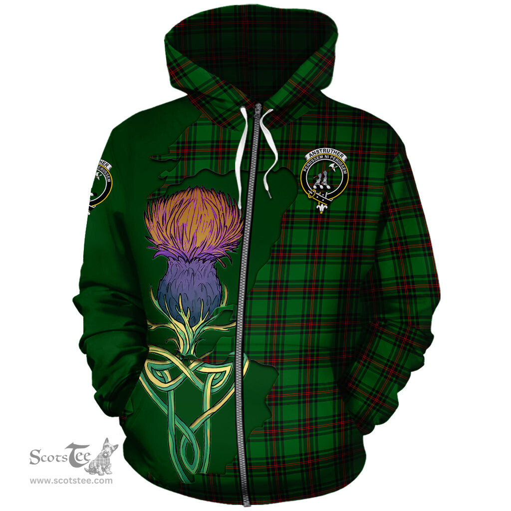Scottish Anstruther Clan Tartan Crest with Thistle and Scotland Map Tartan Plaid Hoodie Scottish Plaid Tartan Plaid - ScotsTee - scotstee.com