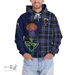 Scottish Clark Clan Tartan Crest with Thistle and Scotland Map Tartan Plaid Hoodie Scottish Plaid Tartan Plaid - ScotsTee - scotstee.com
