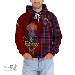 Scottish Clark Red Clan Tartan Crest with Thistle and Scotland Map Tartan Plaid Hoodie Scottish Plaid Tartan Plaid - ScotsTee - scotstee.com
