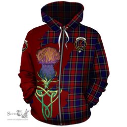 Scottish Clark Red Clan Tartan Crest with Thistle and Scotland Map Tartan Plaid Hoodie Scottish Plaid Tartan Plaid - ScotsTee - scotstee.com