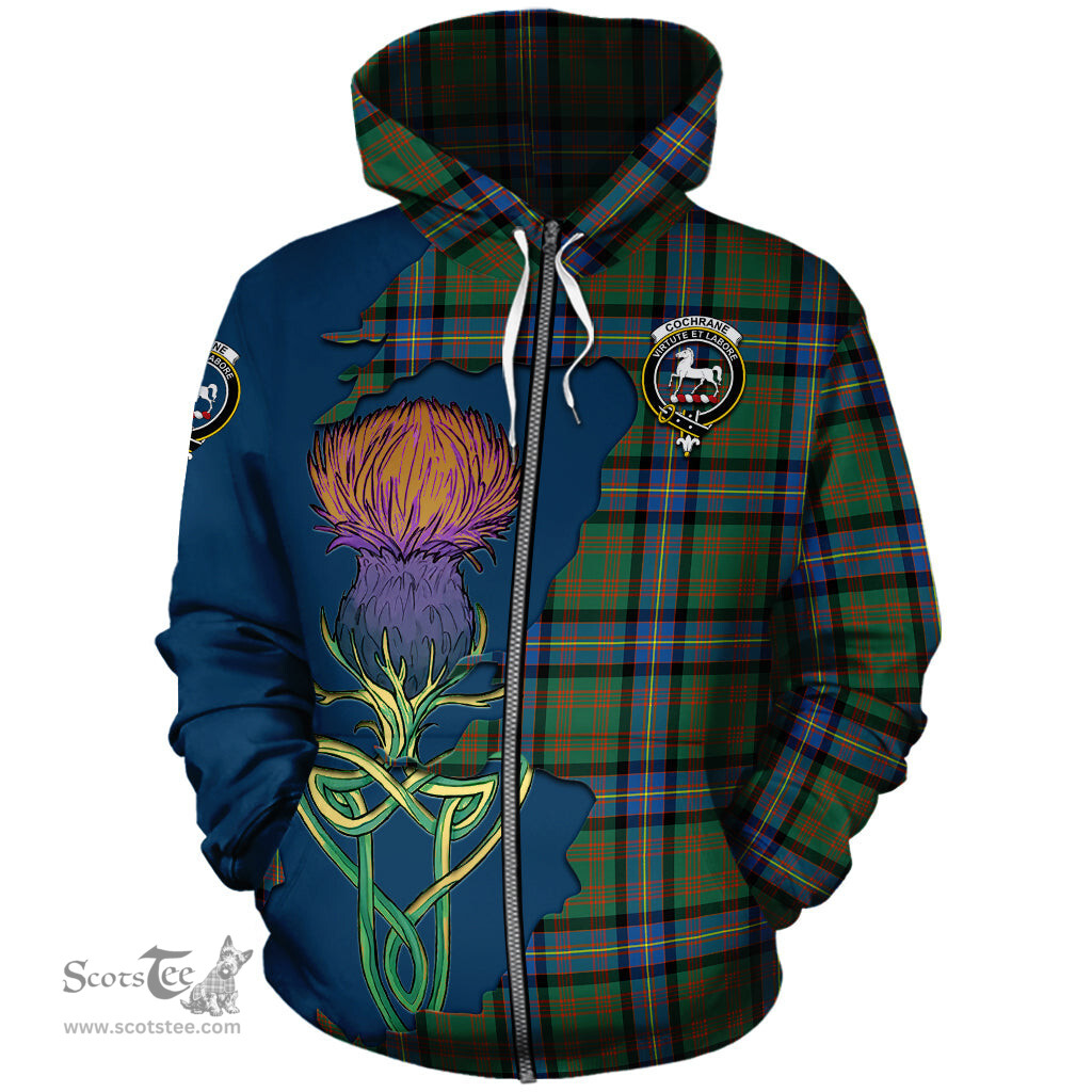 Scottish Cochrane Ancient Clan Tartan Crest with Thistle and Scotland Map Tartan Plaid Hoodie Scottish Plaid Tartan Plaid - ScotsTee - scotstee.com