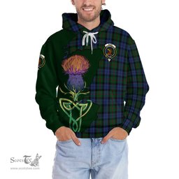 Scottish Baird Clan Tartan Crest with Thistle and Scotland Map Tartan Plaid Hoodie Scottish Plaid Tartan Plaid - ScotsTee - scotstee.com